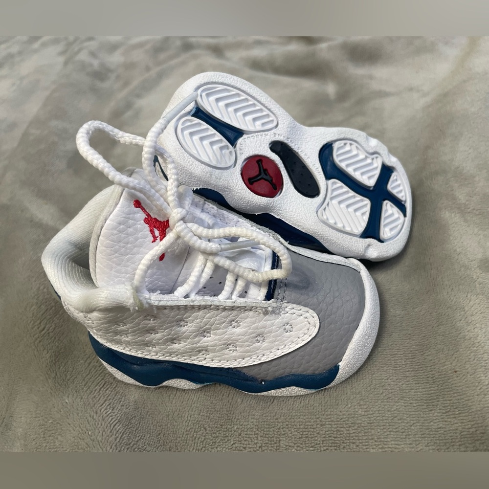 Jordan Kids White, Gray, and Blue Sneakers